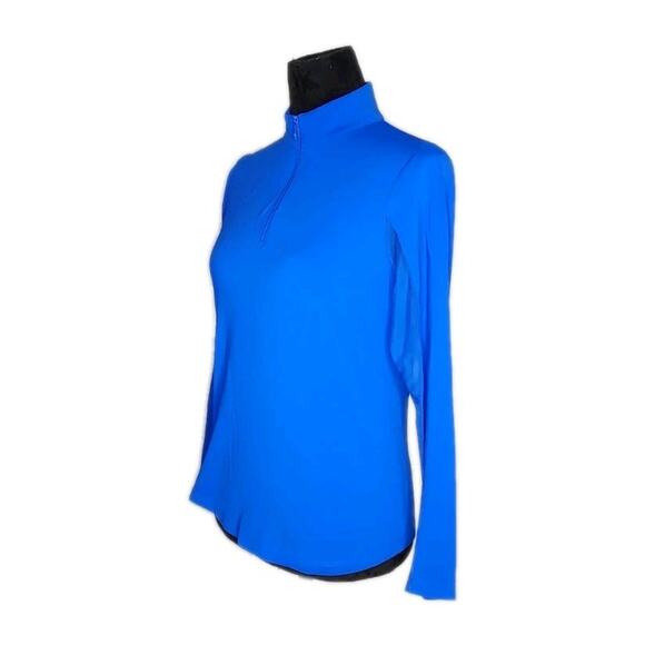 Ibkul Blue Long Sleeve Mock Neck Top Women's Size Small Golf Pickleball Tennis - Picture 2 of 6